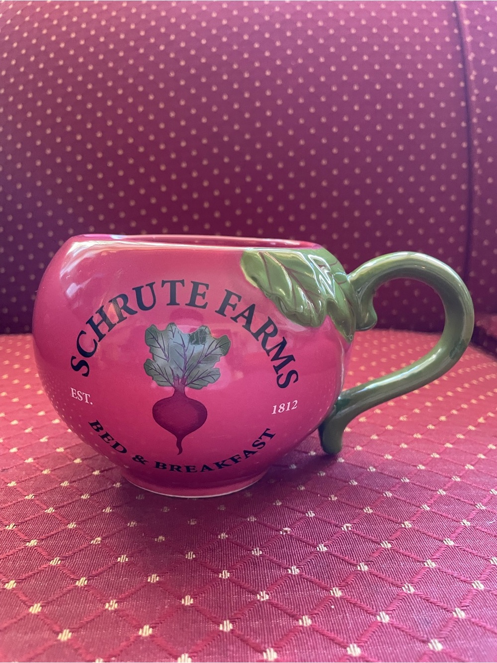 Schrute Farms Beet Mug with Green Handle